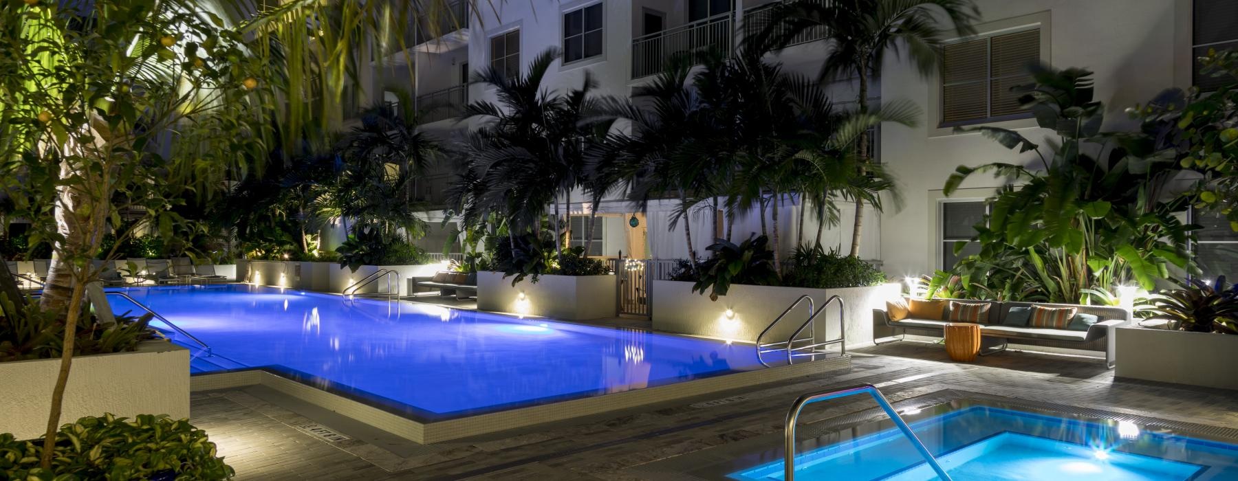 a pool in a building