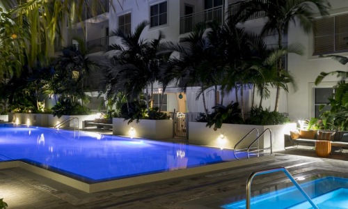 a pool in a building
